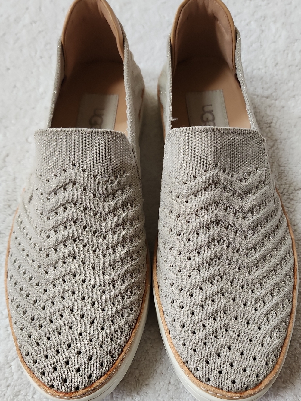 UGG Women's Sammy Gray Glitzy Knit Slip-On Sneakers Size 7 New